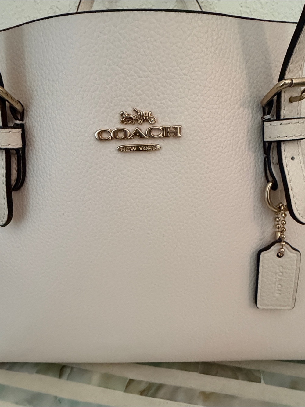 Coach Cream Leather Tote with Gold Hardware - Picture 2 of 16